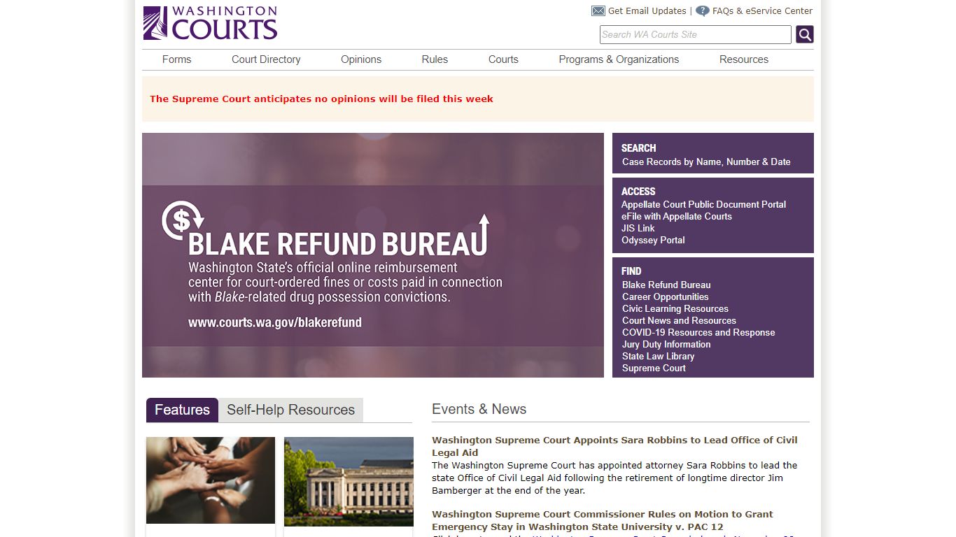 Washington State Courts Name and Case Search